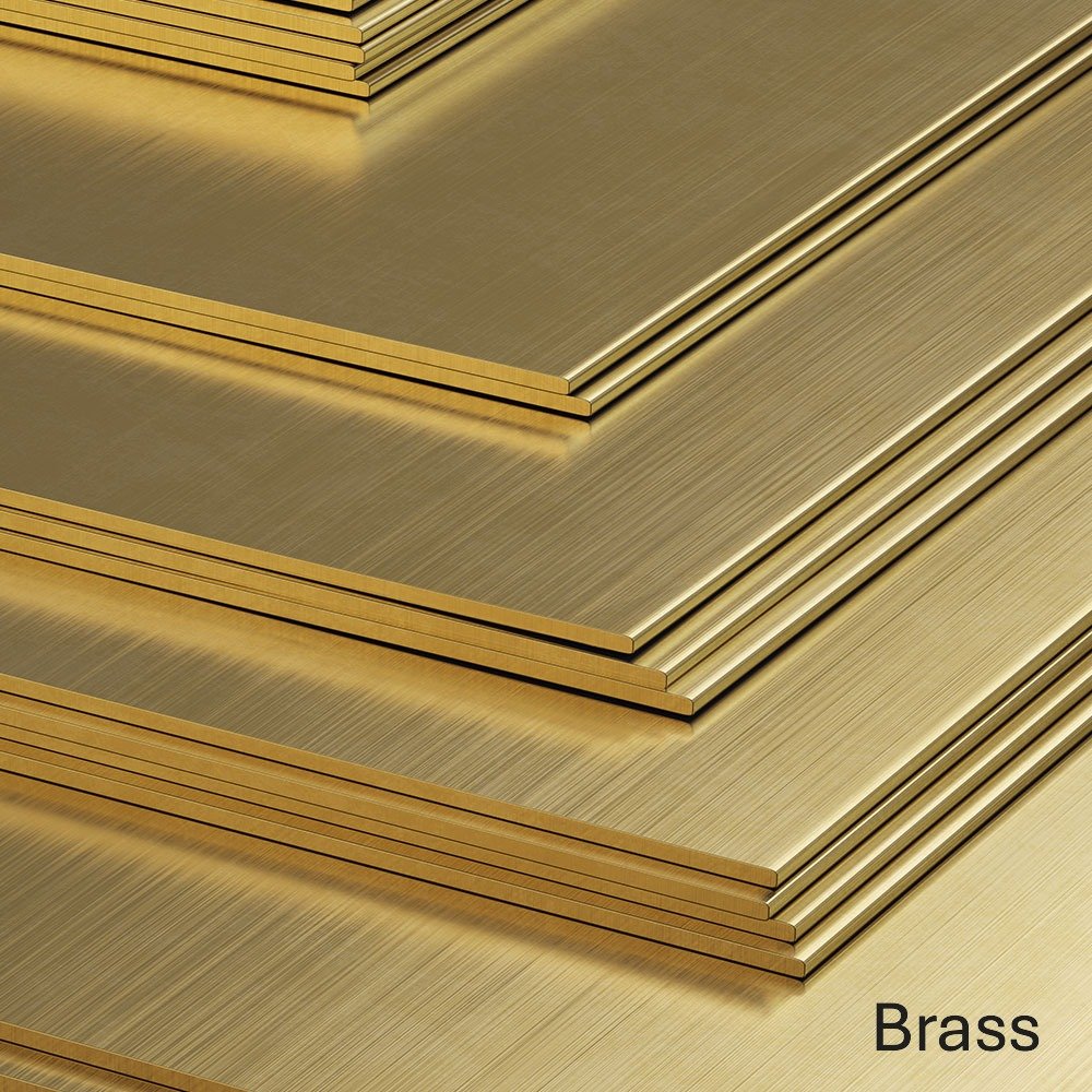 Stacked brass sheets with a shiny finish