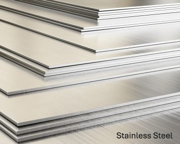 Stacked stainless steel sheets, reflective surface